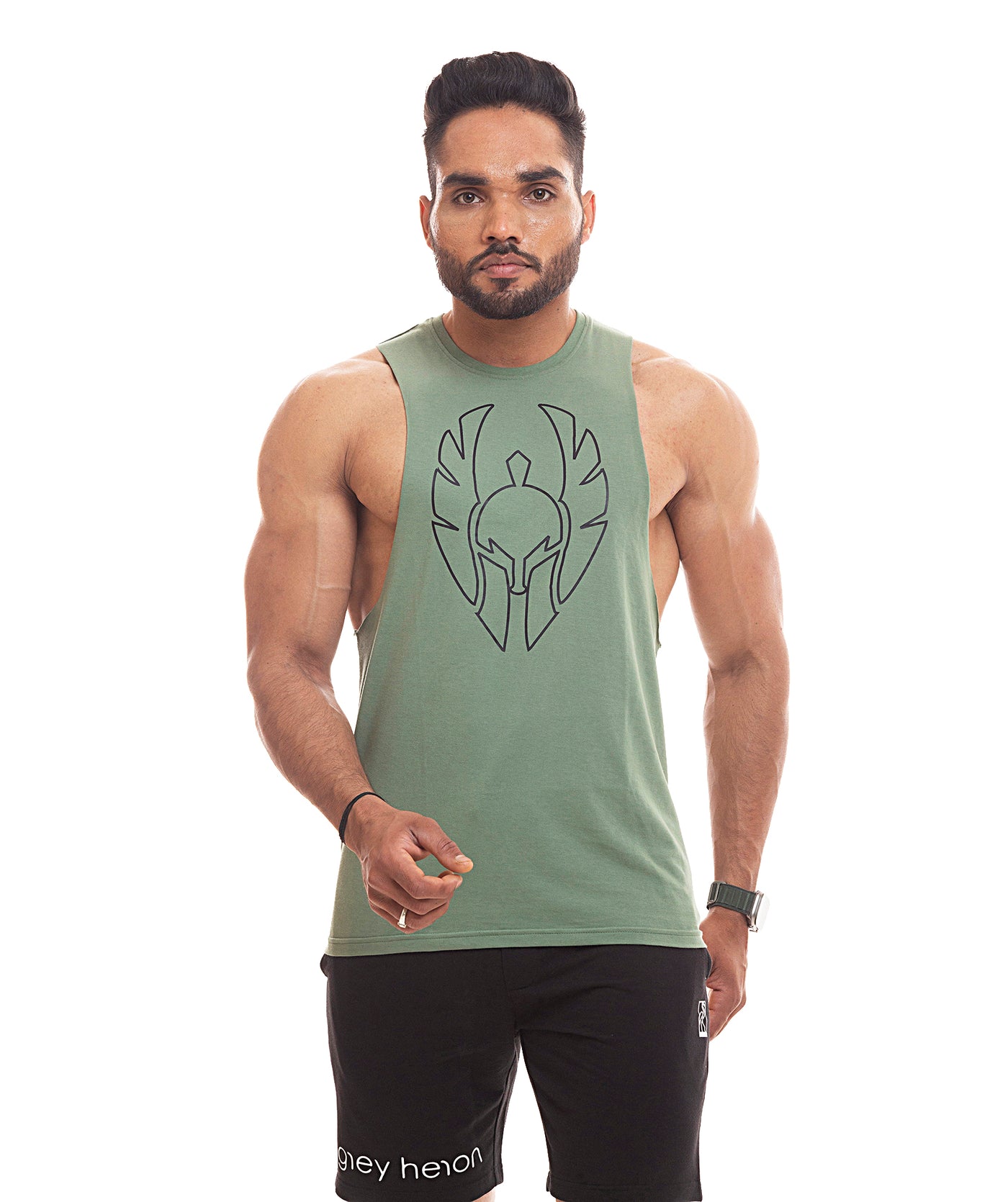 Become Indestructible Drop Armhole Tank Top - Olive