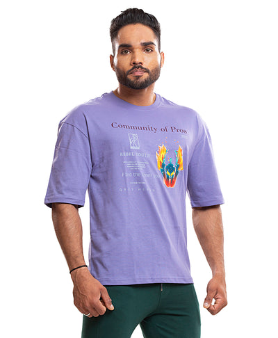 Rebel Youth Off-Shoulder T-shirt - Lavender